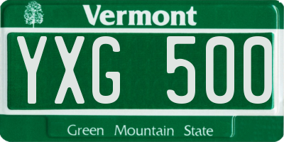 VT license plate YXG500