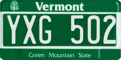 VT license plate YXG502