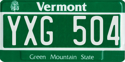 VT license plate YXG504