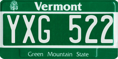 VT license plate YXG522