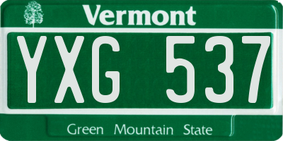 VT license plate YXG537