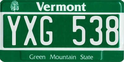VT license plate YXG538