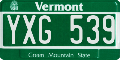 VT license plate YXG539