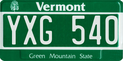 VT license plate YXG540