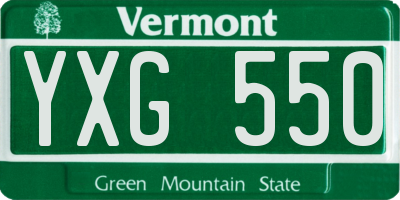VT license plate YXG550