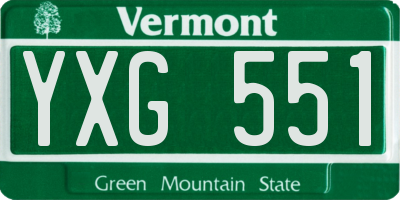 VT license plate YXG551