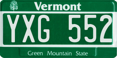 VT license plate YXG552
