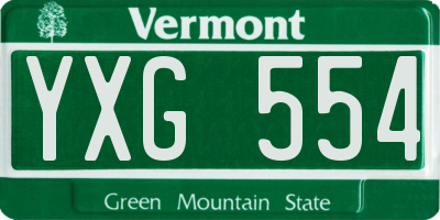VT license plate YXG554
