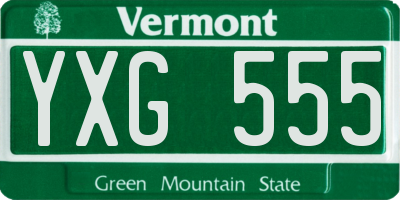 VT license plate YXG555