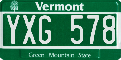 VT license plate YXG578