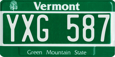 VT license plate YXG587