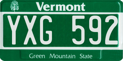VT license plate YXG592