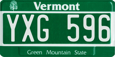 VT license plate YXG596