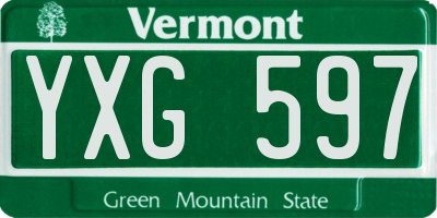 VT license plate YXG597