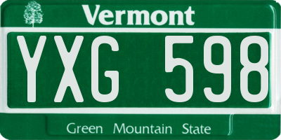 VT license plate YXG598