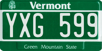 VT license plate YXG599