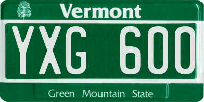 VT license plate YXG600