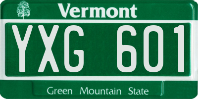 VT license plate YXG601