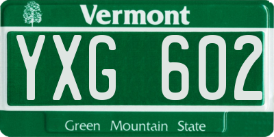 VT license plate YXG602