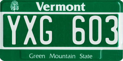 VT license plate YXG603