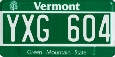 VT license plate YXG604