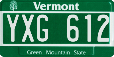 VT license plate YXG612