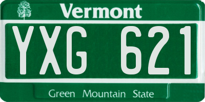 VT license plate YXG621