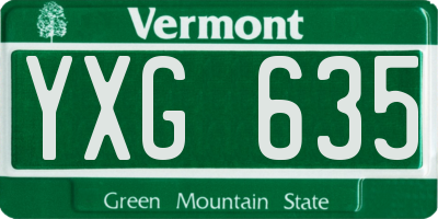 VT license plate YXG635