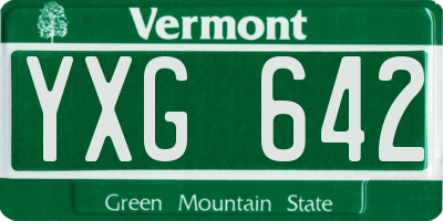 VT license plate YXG642