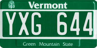 VT license plate YXG644