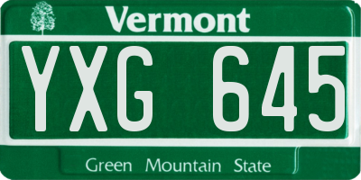 VT license plate YXG645