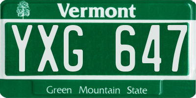 VT license plate YXG647