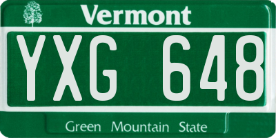 VT license plate YXG648