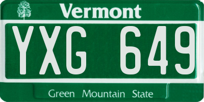 VT license plate YXG649