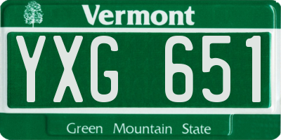 VT license plate YXG651