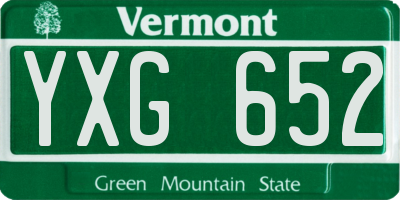VT license plate YXG652
