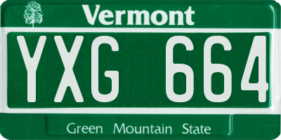 VT license plate YXG664