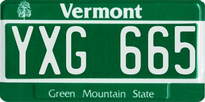 VT license plate YXG665
