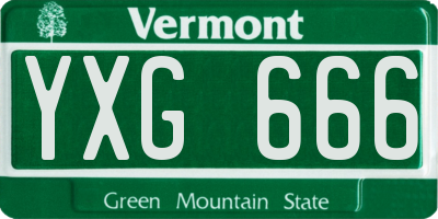 VT license plate YXG666