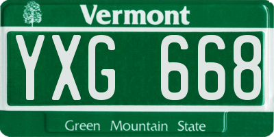 VT license plate YXG668