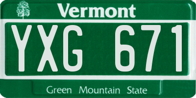 VT license plate YXG671