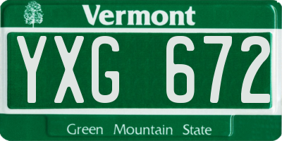 VT license plate YXG672