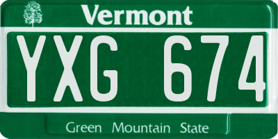 VT license plate YXG674