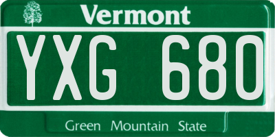 VT license plate YXG680