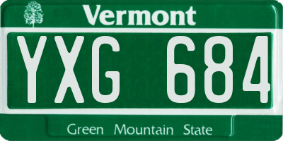 VT license plate YXG684