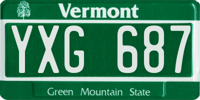VT license plate YXG687