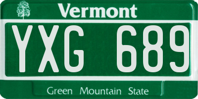 VT license plate YXG689