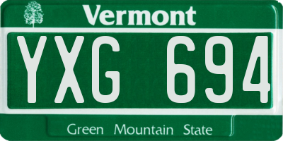 VT license plate YXG694