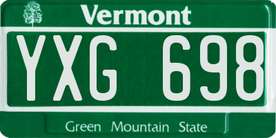 VT license plate YXG698