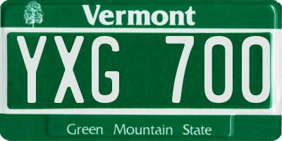 VT license plate YXG700